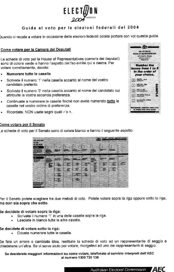 Appendix F: Text of How to Vote Information in Italian