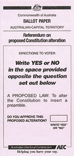 Ballot Paper example, Queensland, preamble question