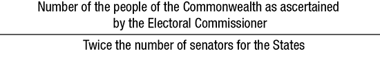 Number of the people of the Commonwealth as ascertained by the Electoral Commissioner divided by twice the number of senators for the States